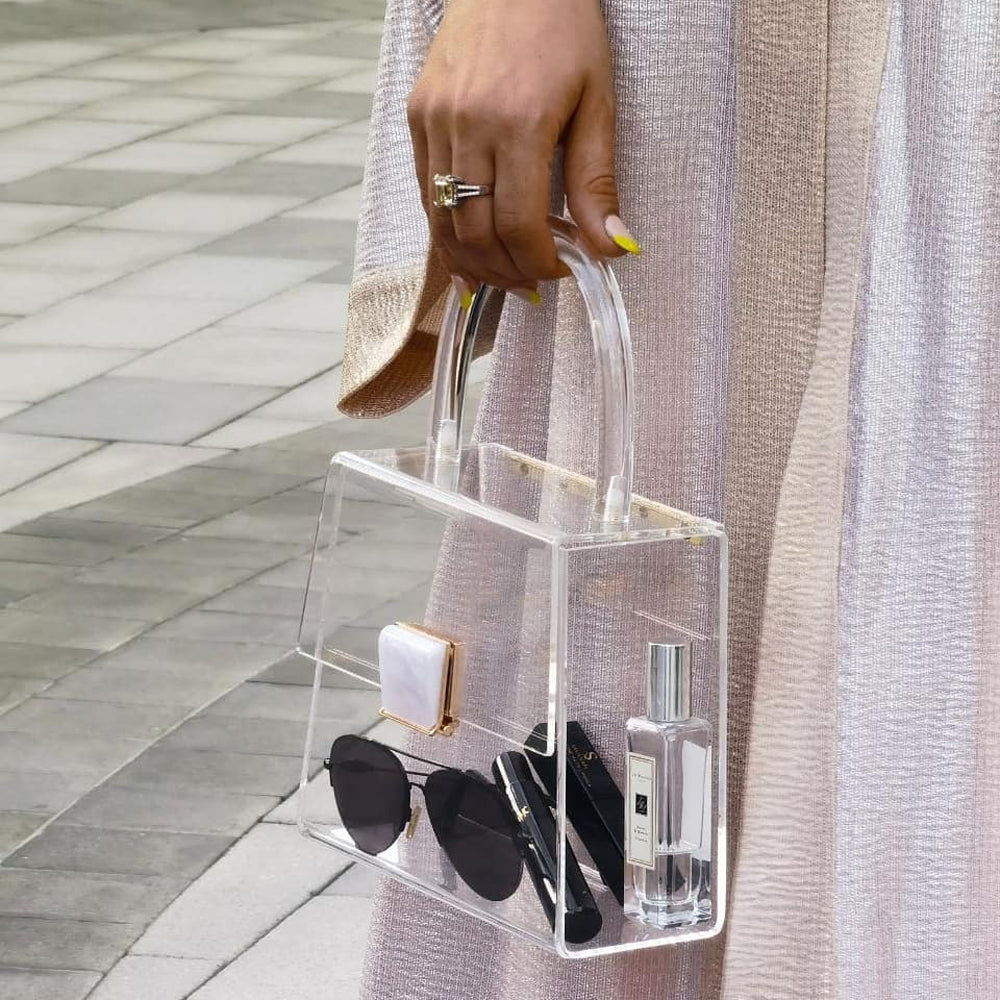 Top Handle Transparent Acrylic Clutch - Atelieruae