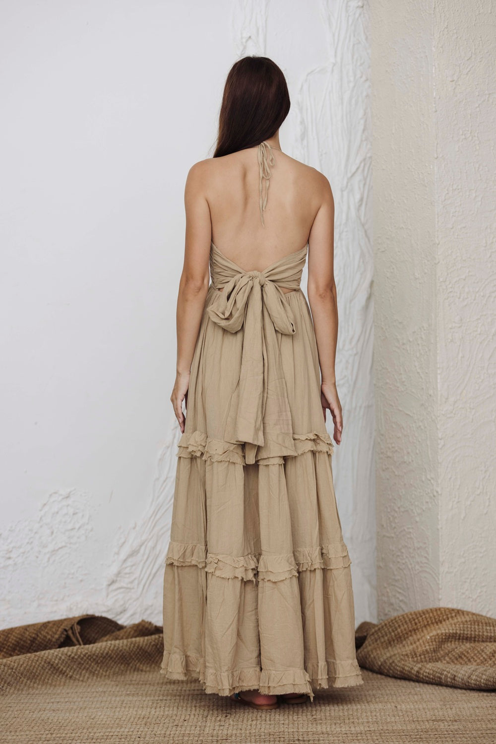 Desert Sand Ruffle Tiered Maxi Dress