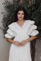 Ivory Grace Ruffle Maxi Dress