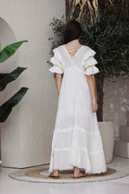 Ivory Grace Ruffle Maxi Dress
