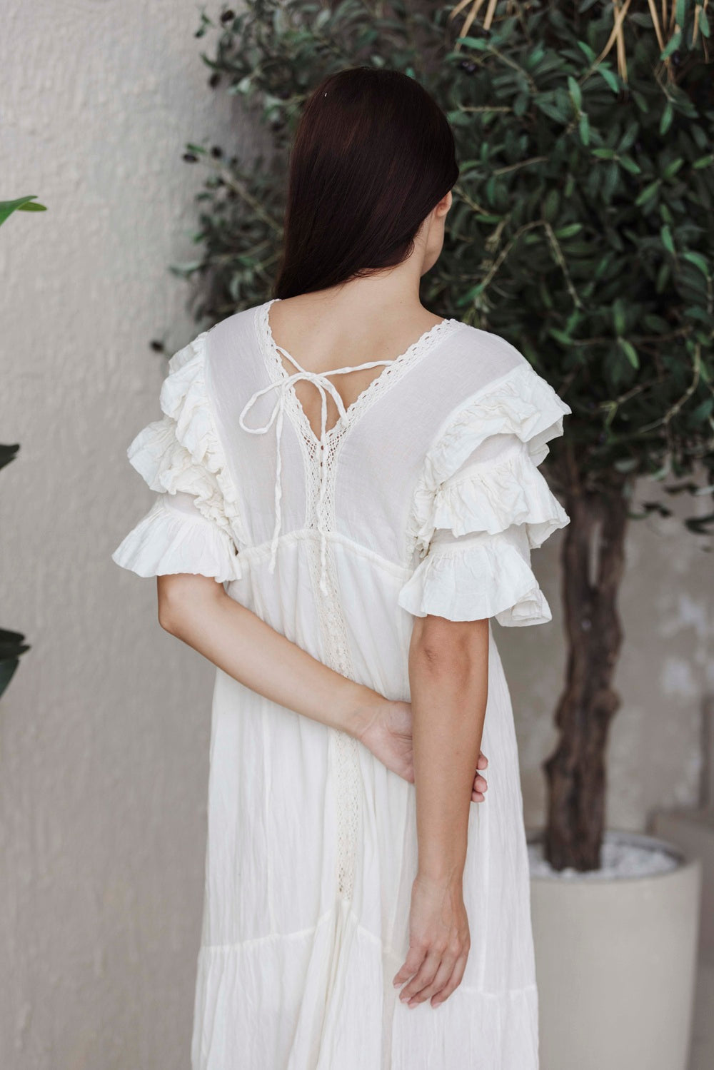 Ivory Grace Ruffle Maxi Dress