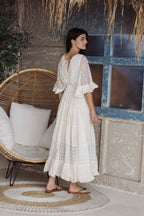 Bohemian White Lace Maxi Dress for Women | Elegant Resort & Beach Vacation Dress
