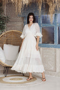 Bohemian White Lace Maxi Dress for Women | Elegant Resort & Beach Vacation Dress