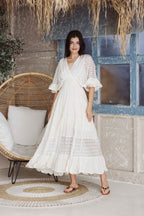 Bohemian White Lace Maxi Dress for Women | Elegant Resort & Beach Vacation Dress