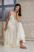 Elegant White Tiered Boho Maxi Dress for Women | Flowy Resort & Summer Vacation Dress