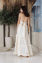 Luxury White Halter Neck Boho Maxi Dress for Women | Elegant Resort & Beachwear Dress