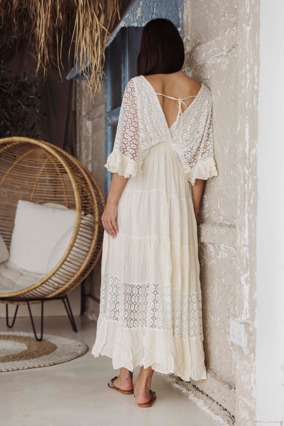 Bohemian White Lace Maxi Dress for Women | Elegant Resort & Beach Vacation Dress