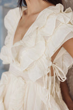 White Ruffle Maxi Dress for Women – Elegant Boho Summer Vacation Dress
