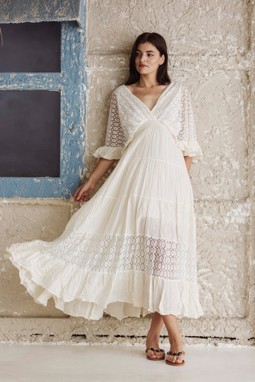 Bohemian White Lace Maxi Dress for Women | Elegant Resort & Beach Vacation Dress