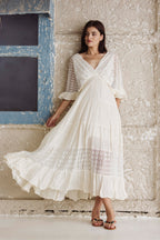 Bohemian White Lace Maxi Dress for Women | Elegant Resort & Beach Vacation Dress