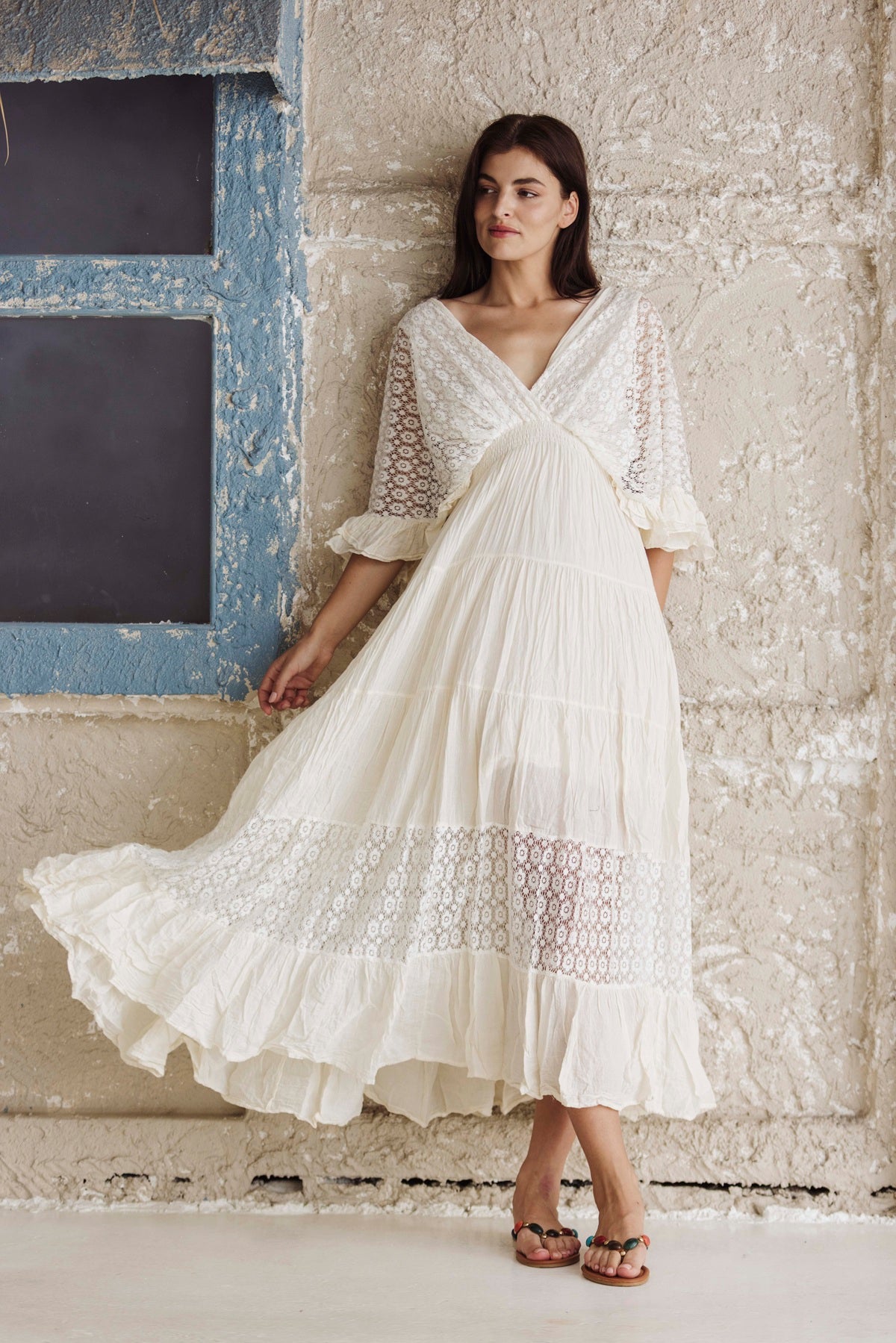Bohemian White Lace Maxi Dress for Women | Elegant Resort & Beach Vacation Dress