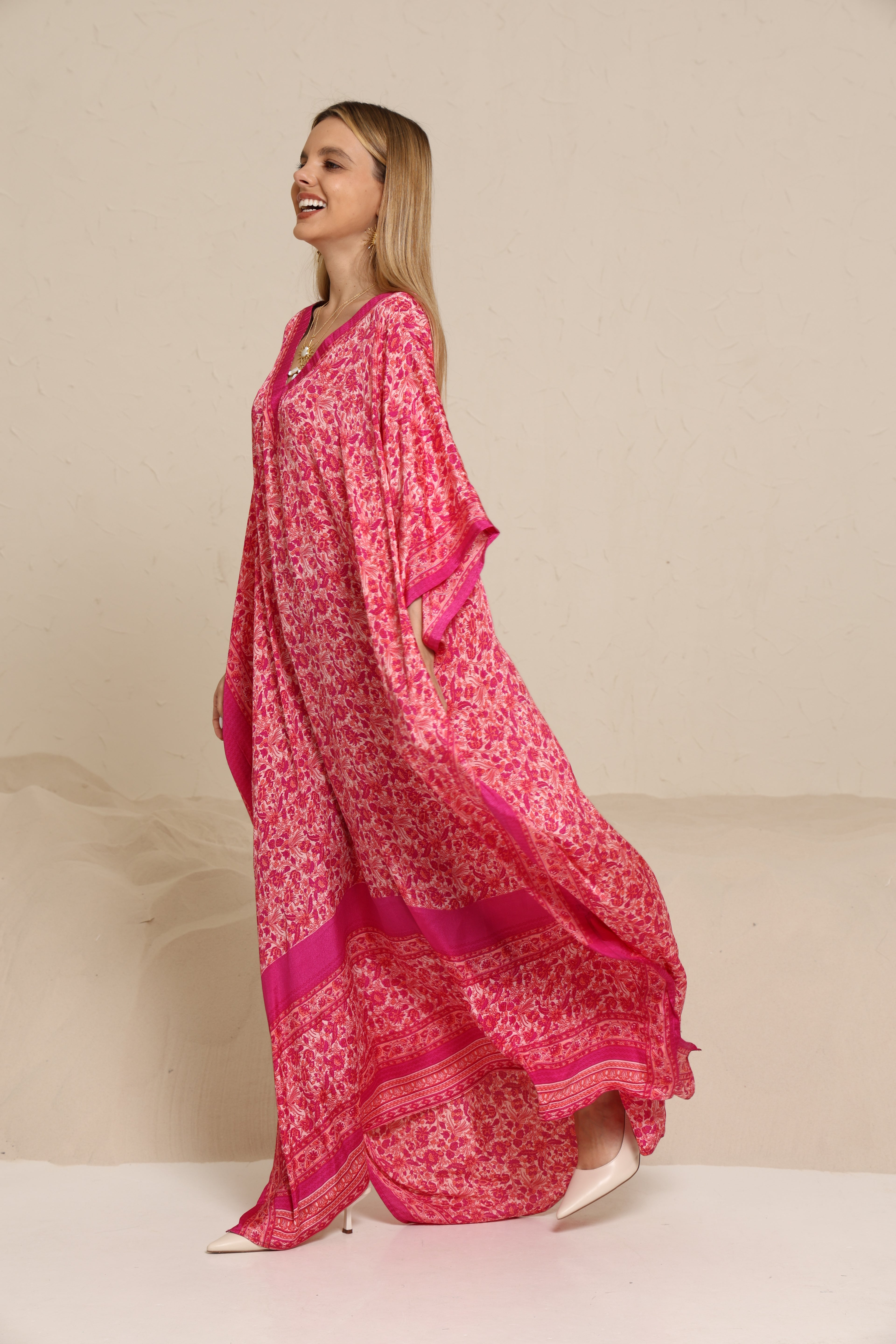 Printed Magenta Kaftan