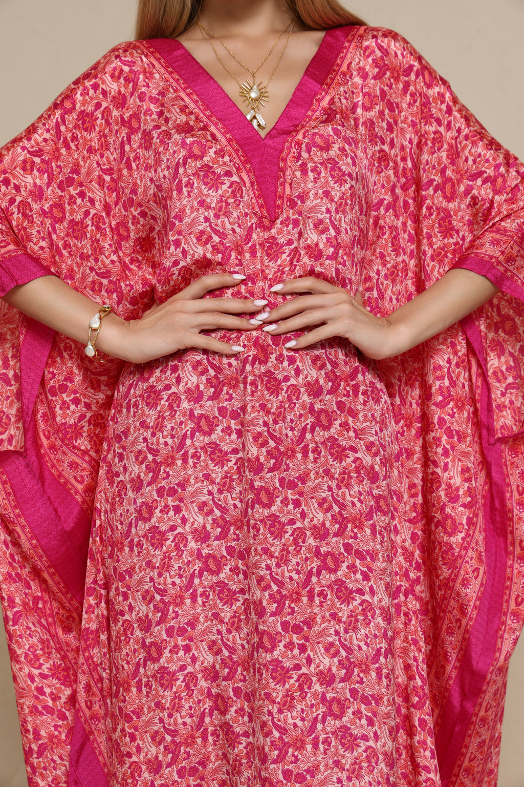 Printed Magenta Kaftan