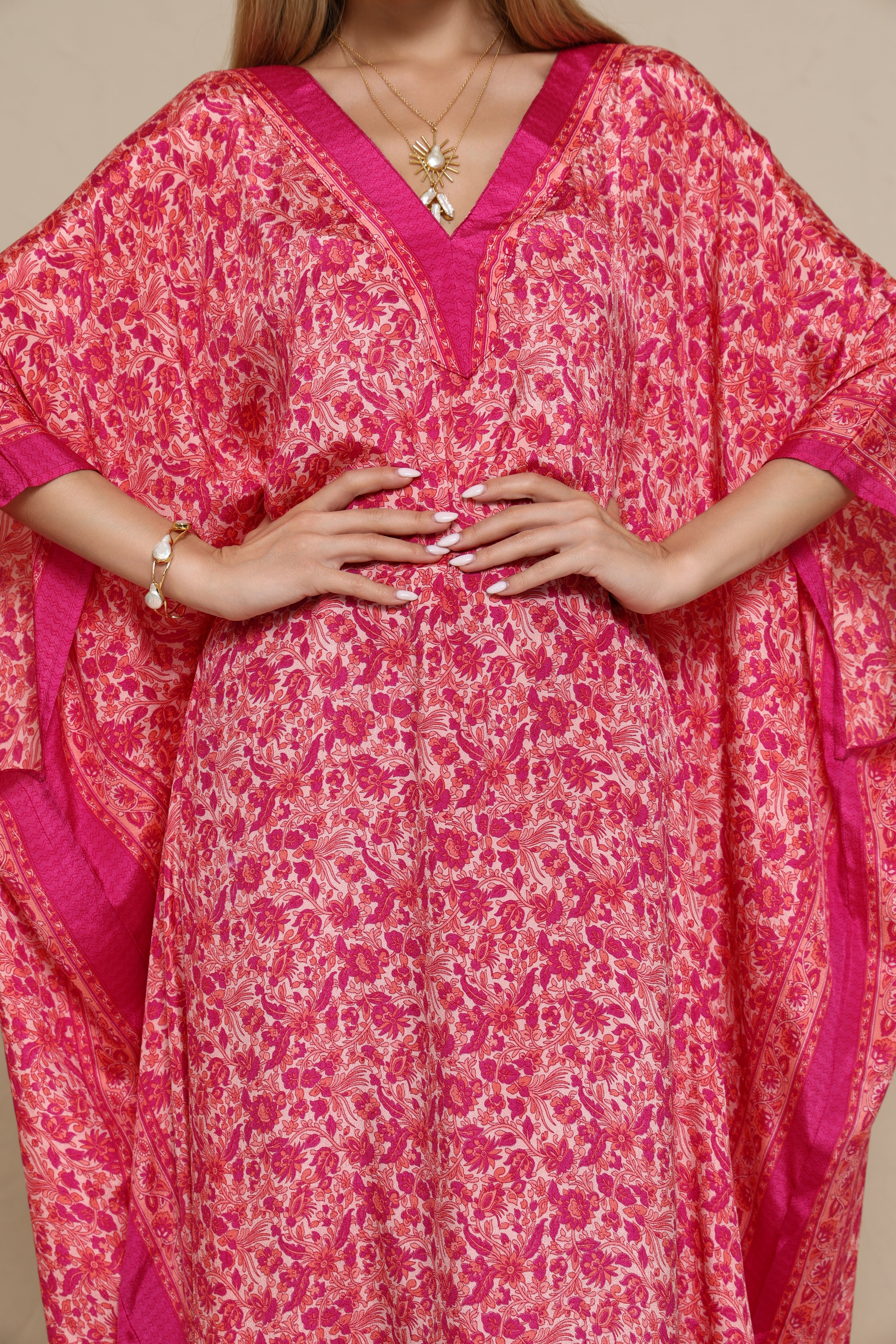 Printed Magenta Kaftan