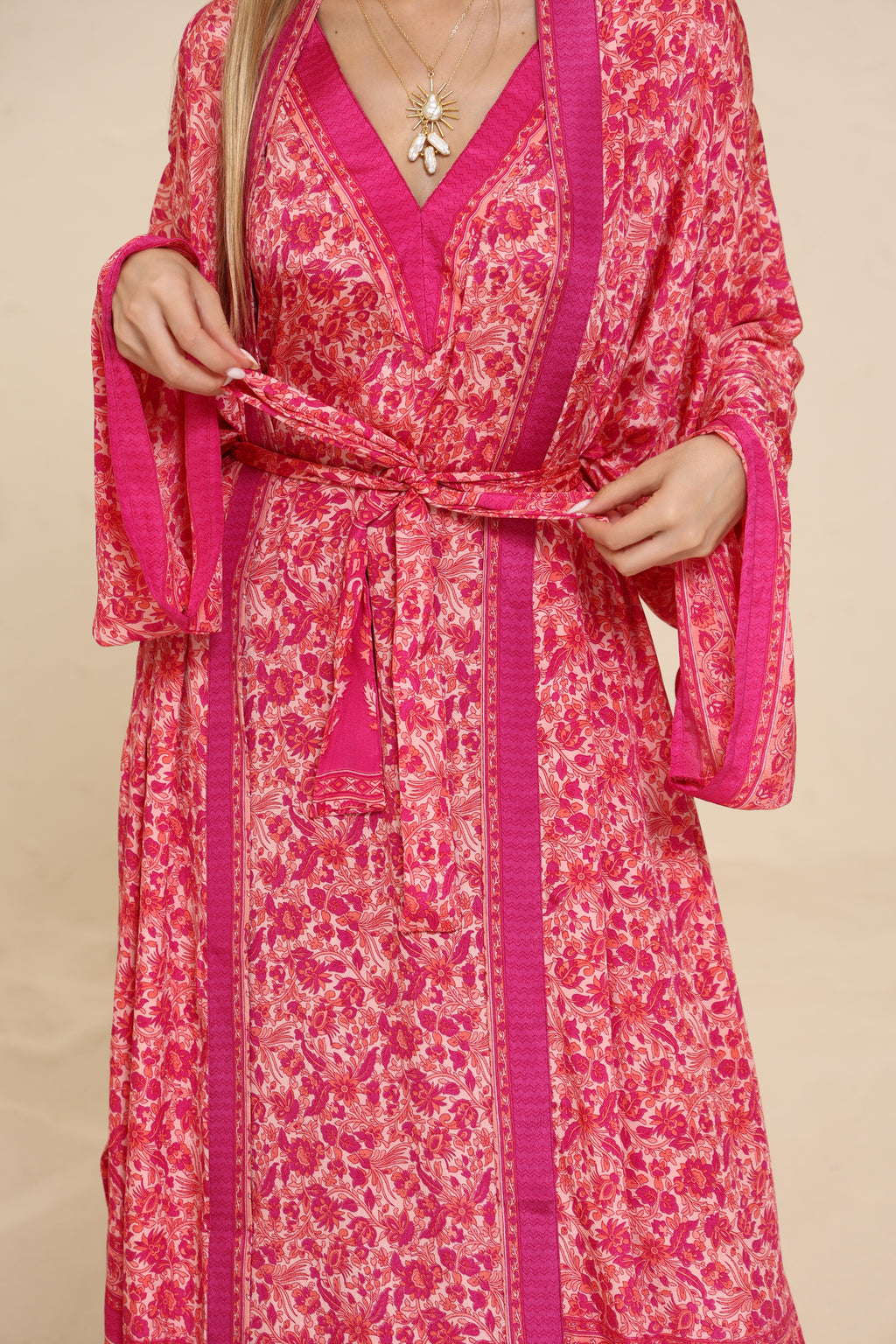 Printed Magenta Kaftan