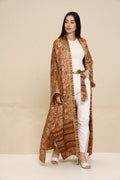 Printed Brown Kimono - Long