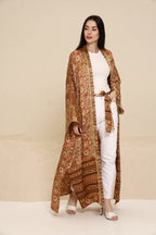 Printed Brown Kimono - Long