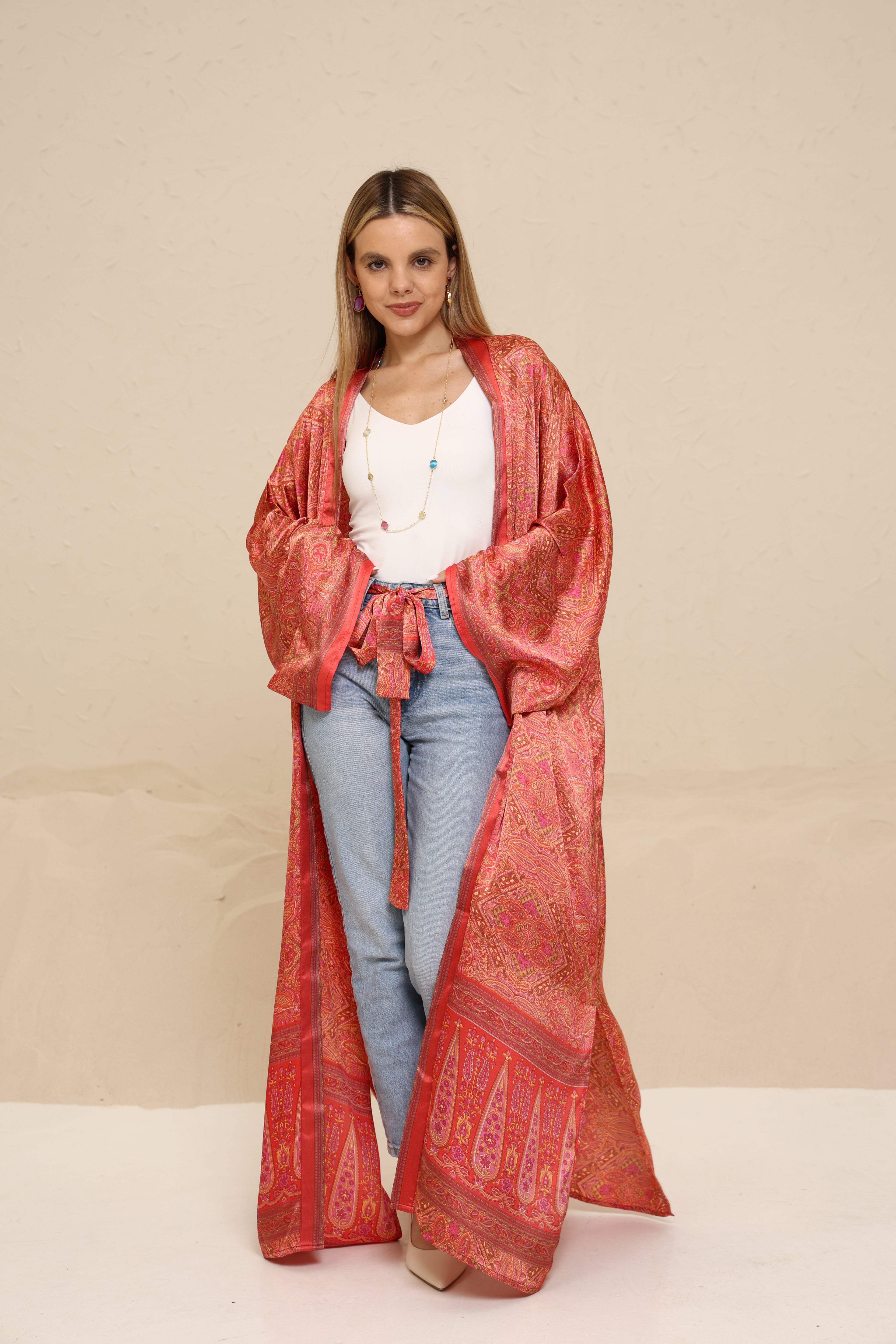 Kimono Printed Lightcoral