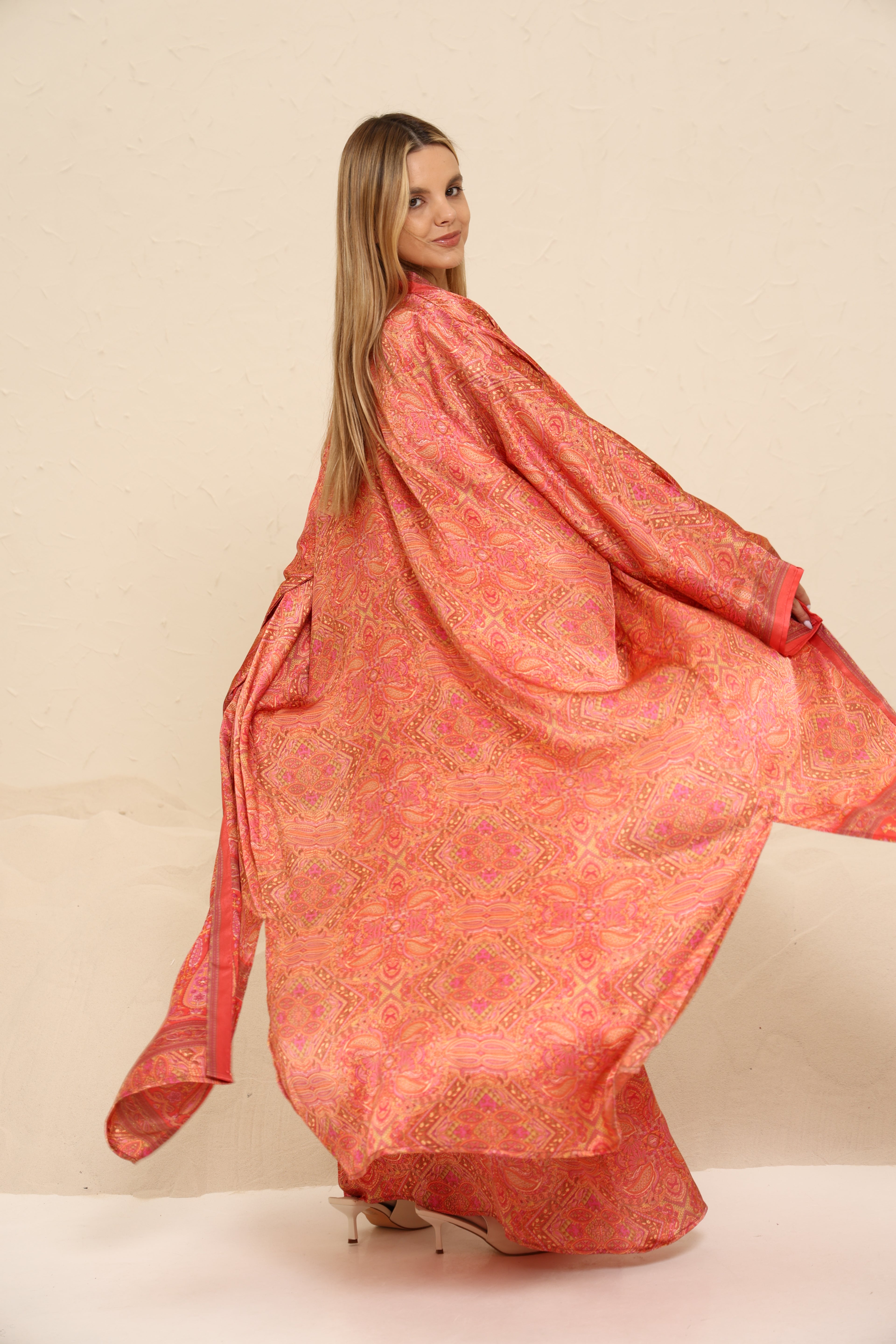 Kimono Printed Lightcoral