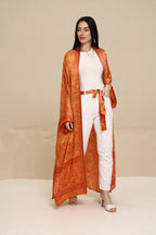 Printed Orange Kimono - Long