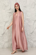 Elegant Blush Pink Satin Maxi Inner Dress for Women