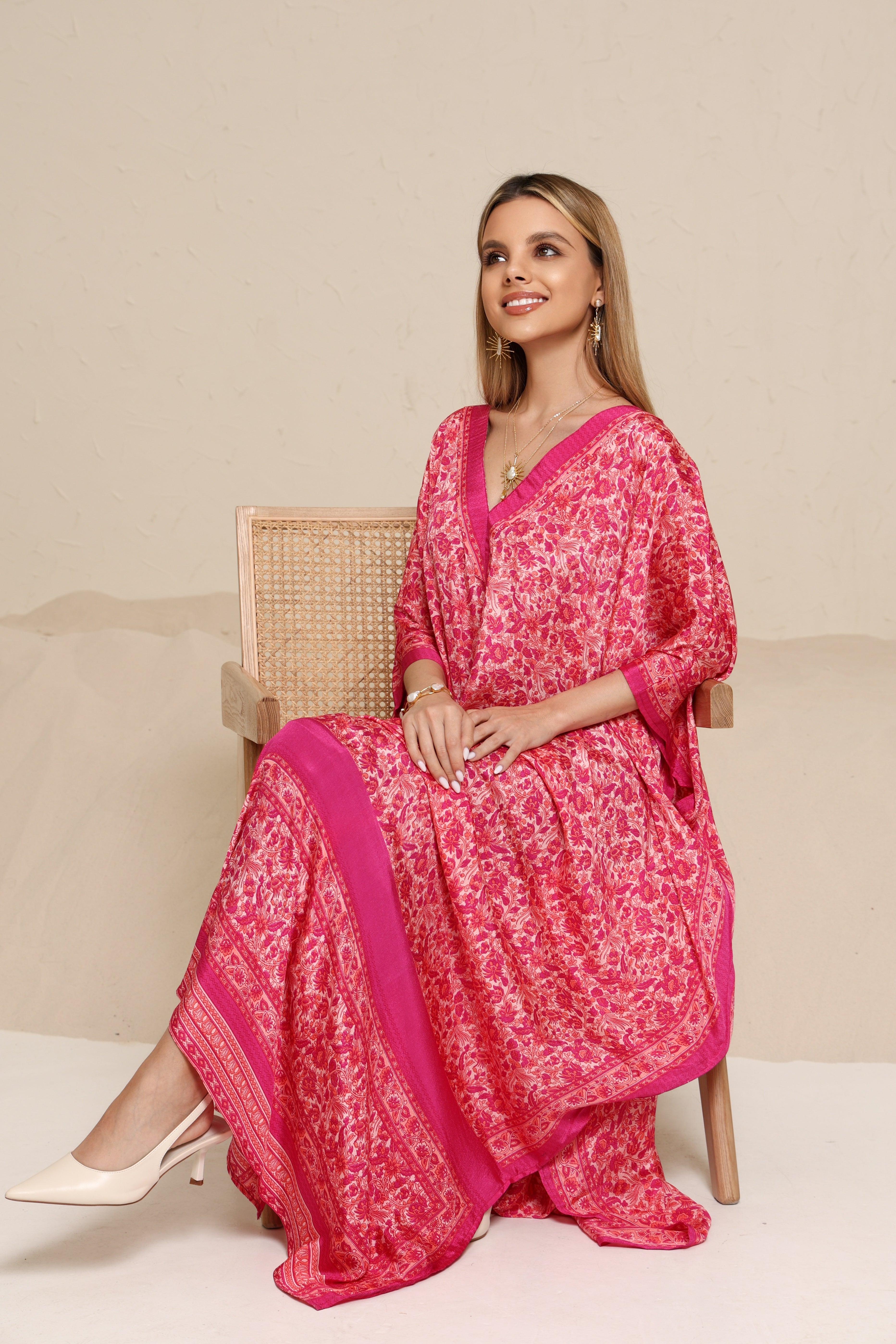 Printed Magenta Kaftan