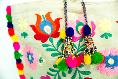 Colourful Embroidered Tote Bag - Atelieruae