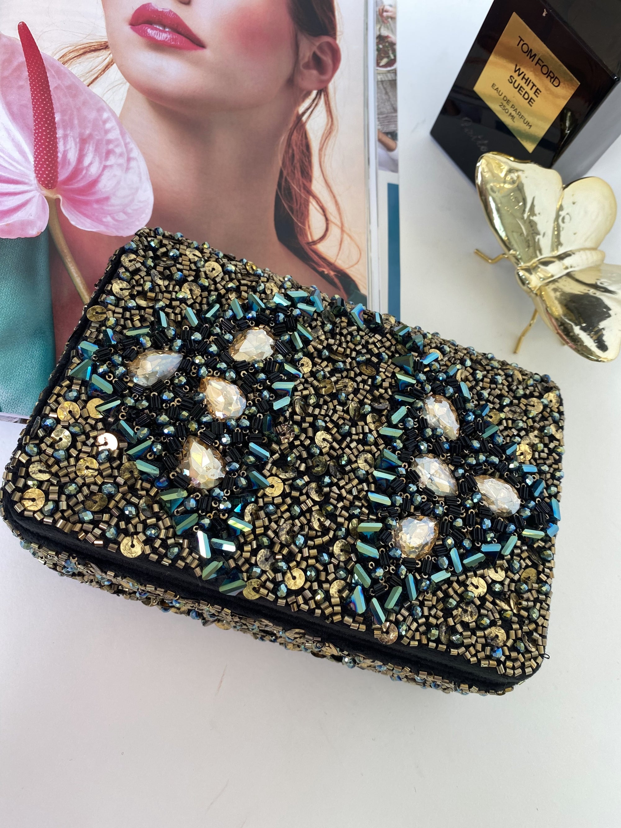 Beaded sale clutch bag