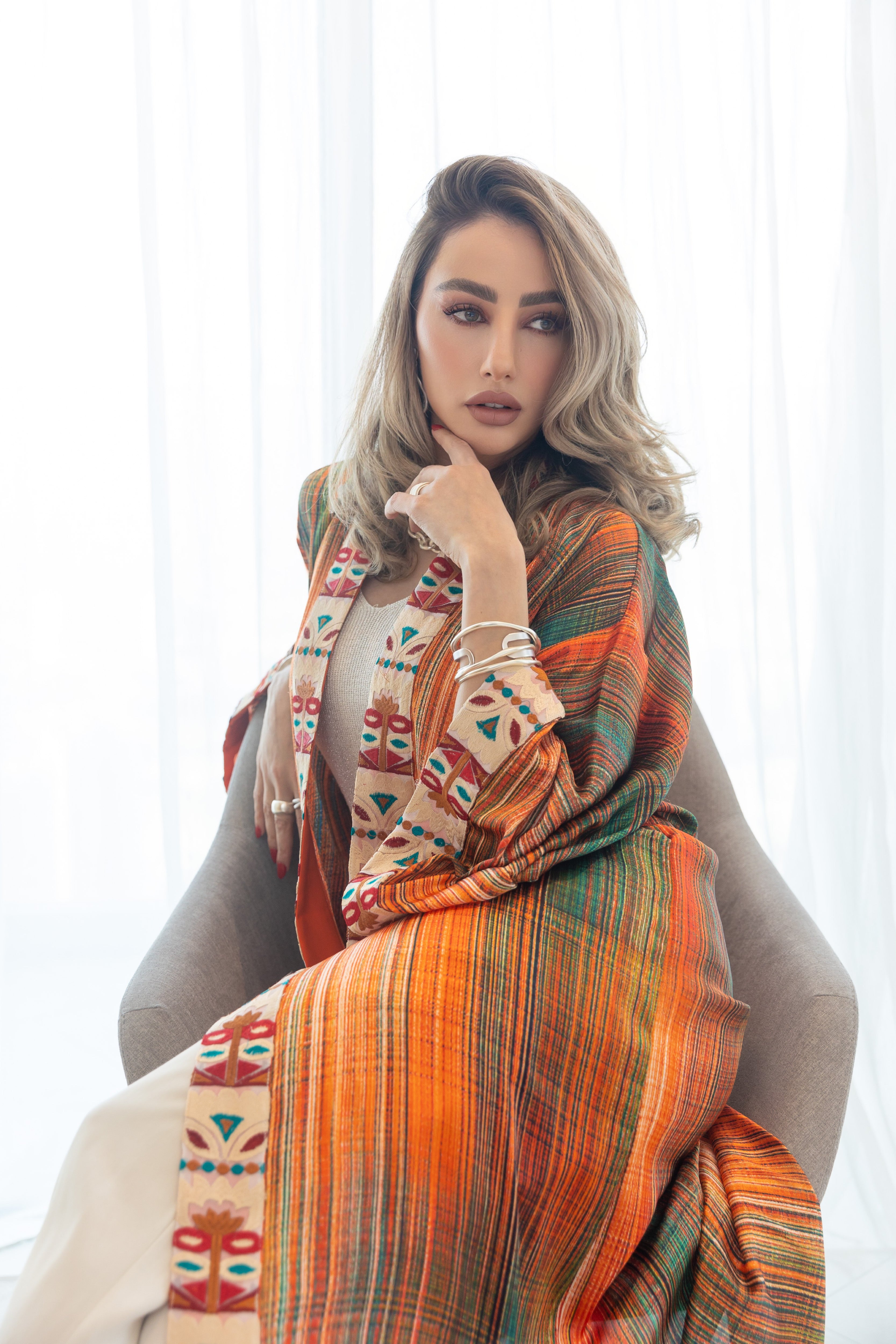 Positano Orange Kimono - Long